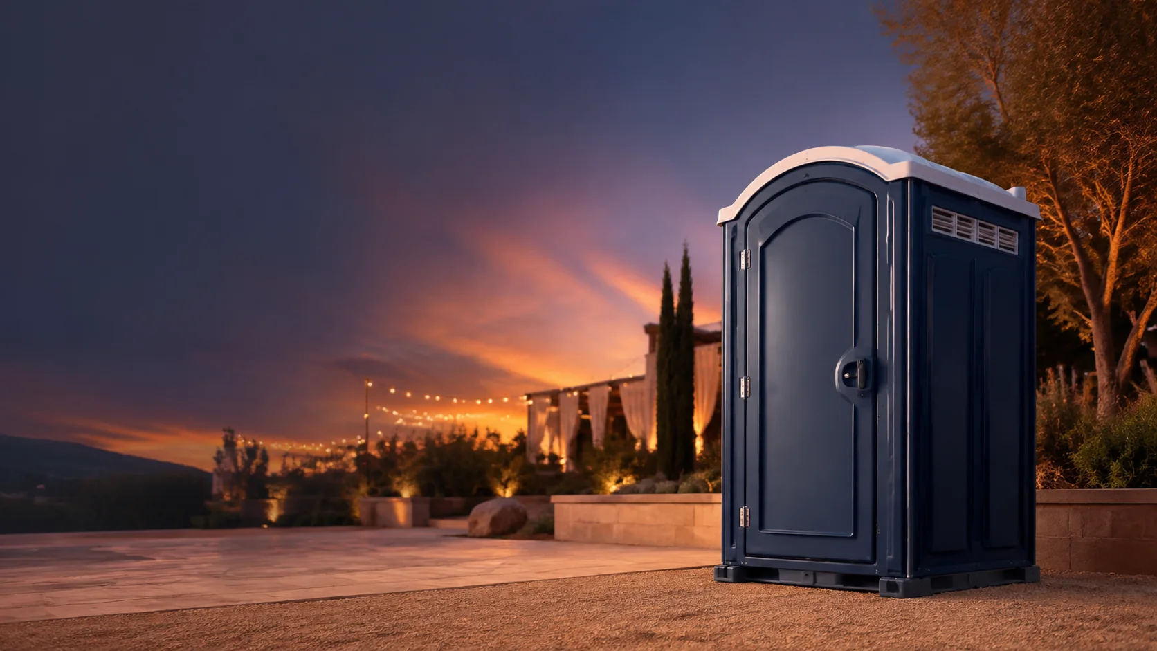 Portable restroom shown for rental planning in Arvada, CO